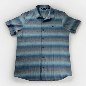 TravisMathew Mens Large Blue Stripe Button Up Casual Golf Shirt